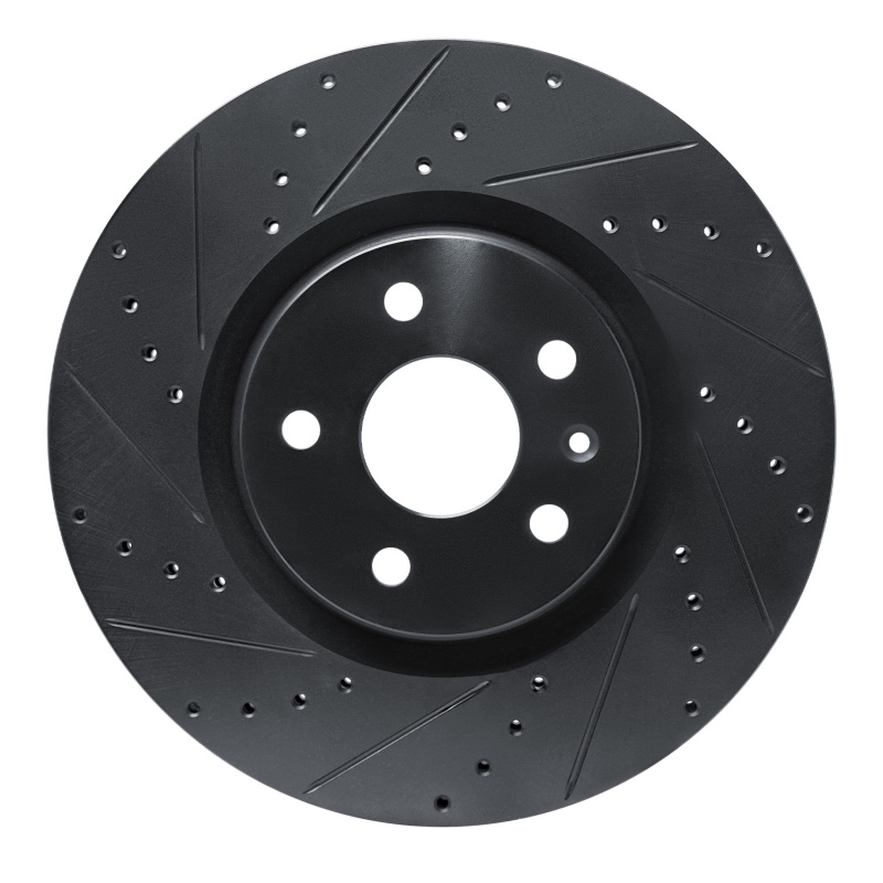 Buick Regal Brake Rotor (1) - Front Left - R1 Concepts - Drilled & Slotted - Black - `13-`19